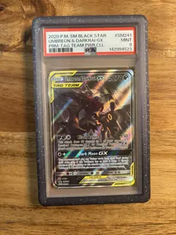 2020 Pokemon TCG Umbreon & Darkrai GX SM241 Tag Team Black Star Promo PSA 9 Mint - Image 1