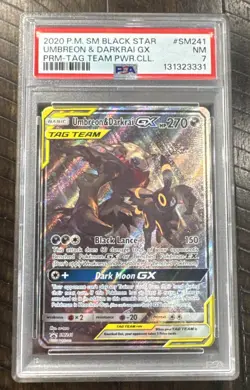 Pokemon Umbreon & Darkrai GX SM241 SM Black Star Promo TAG TEAM Holo PSA 7 - Image 1