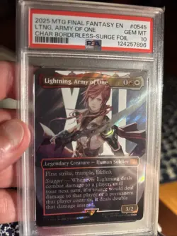 Lightning, Army of One (Borderless, Surge Foil) Final Fantasy - PSA Gem Mint 10 - Image 1