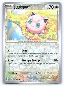 Jigglypuff 039/165 Common 151 Pokemon Reverse Holo Near Mint - Image 1