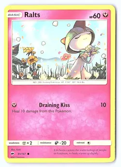 Ralts 91/147 Common Burning Shadows Pokemon Lightly Played - Image 1