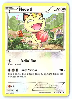 Meowth 67/108 Common Roaring Skies Pokemon Lightly Played - Image 1