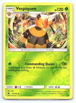 Vespiquen 32/214 Uncommon Lost Thunder Pokemon Reverse Holo Lightly Played - Image 1