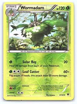 Wormadam 3/124 Uncommon Fates Collide Pokemon Reverse Holo Lightly Played - Image 1