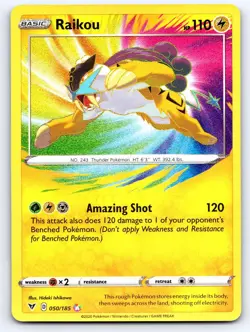 Raikou 050/185 Amazing Rare Vivid Voltage Pokemon Moderately Played - Image 1