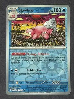 Pokemon Slowbro Scarlet and Violet Base Set #043/198 Rare Reverse Holo NM - Image 2