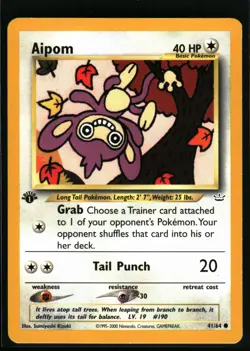 2001 Neo - Revelation Aipom #41 1st Edition Non Holo Pokemon Card - Image 1