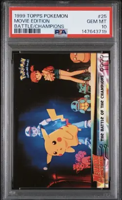 1999 TOPPS POKEMON PSA 10 BATTLE CHAMPIONS MOVIE EDT. 25 LOW POP BLACK LABEL - Image 1