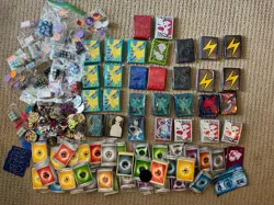 Pokemon TCG Assorted Coins, Pins, Dice, Dividers, 30 Sleeves, Figure Lot - Image 1