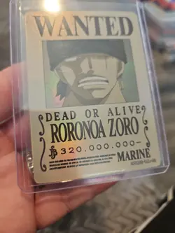 Roronoa Zoro Marine One Piece Wanted Dead or Alive Card OPC1202-TJL-02 Holo - Image 3