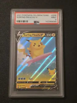 Surfing Pikachu V - Celebrations - 008/025 - 2021 - PSA 9 - MINT - Image 1