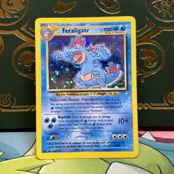 Pokemon TCG Feraligatr Neo Genesis Holo (partial) SWIRL Rare Card 5/111 LP - Image 1