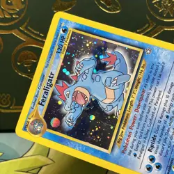 Pokemon TCG Feraligatr Neo Genesis Holo (partial) SWIRL Rare Card 5/111 LP - Image 3
