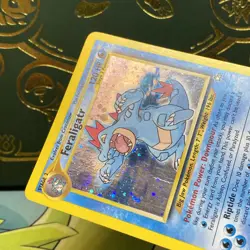 Pokemon TCG Feraligatr Neo Genesis Holo (partial) SWIRL Rare Card 5/111 LP - Image 4