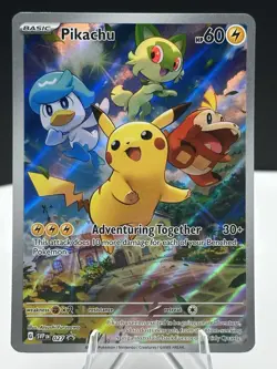 Pokemon Card Pikachu SVP027 Black Star Promo Scarlet and Violet Holo Lp - Image 3