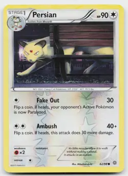 Persian 62/98 Common Ancient Origins Pokemon Reverse Holo Near Mint - Image 1