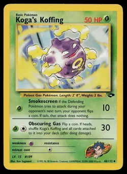Koga's Koffing 48/132 Uncommon Gym Challenge Pokemon Moderately Played - Image 1