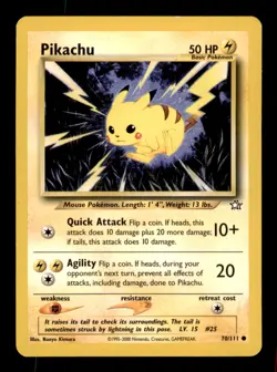 Pikachu 70/111 Common Neo Genesis Pokemon Unlimited Moderately Played - Image 1