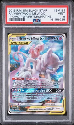 Pokemon TCG 2019: Mewtwo & Mew GX SM191 - PSA 9 - Image 1