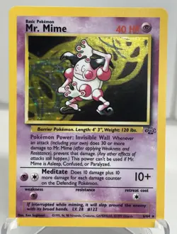 Pokemon TCG Mr. Mime 1999 Jungle Holo Rare #6/64 WOTC NM Vintage - Image 1