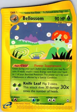 Bellossom 5 Rare Aquapolis Pokemon Near Mint - Image 1