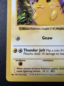 Shadowless Pikachu 58/102 Base Set Pokemon Card Yellow Cheeks Rare MP - Image 5