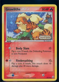 Pokemon EX LEGEND MAKER - #55/92 Growlithe - Reverse Holo - ENG - Lightly Played - Image 1
