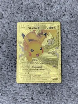 Pokemon Pikachu V HP190 Charge Thunderbolt Rare Gold Accents Foil Fan Art Card - Image 1