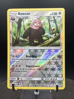 Pokemon TCG Bewear Sun & Moon Base Set 112/149 Reverse Holo Rare - Image 3