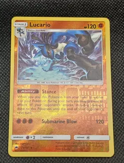 Lucario 71/147 Holo Rare Burning Shadows Pokemon Reverse Holo LP - Image 1