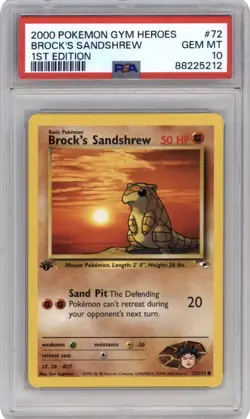 2000 Pokemon Gym Heroes 1st Edition Brock's Sandshrew #72 PSA 10 LOW POP (55) - Image 1