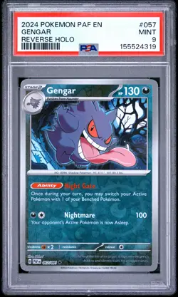 Gengar 057/091 Reverse Holo Paf En-paldean Fates Pokemon PSA 9 - Image 1