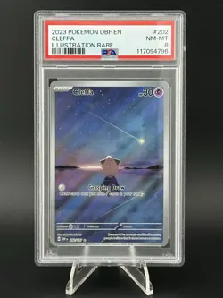 2023 POKEMON OBF EN-OBSIDIAN FLAMES ILLUSTRATION RARE #202 CLEFFA PSA 8 - Image 1