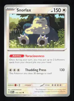 SNORLAX 143/165 151 POKEMON NEAR MINT - Image 1