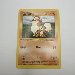 Growlithe 28/102 LP 1st Edition Shadowless Base Set Pokemon TCG WOTC - Image 2