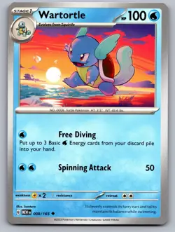Wartortle 008/165 Uncommon 151 Pokemon Near Mint - Image 1