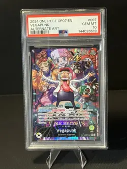 One Piece Card Game TCG Vegapunk OP07-097 Alt Art Leader PSA 10 - Image 1