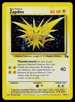 Pokemon Card - Zapdos Fossil 15/62 Holo Rare Cosmos - Image 1