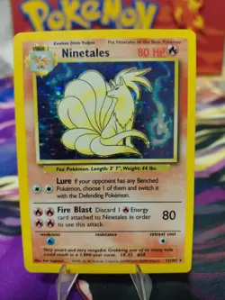 Pokemon TCG Ninetales Base Set Holo Unlimited Rare Card 12/102 WOTC MP - Image 1
