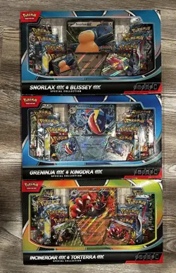 Pokemon Snorlax EX, Greninja EX, & Incineroar EX Special Collection Boxes-Sealed - Image 1