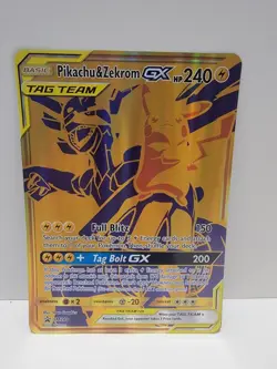 JUMBO Oversized Pikachu & Zekrom GX Tag Team Gold Promo SM248 Pokemon NM - Image 1