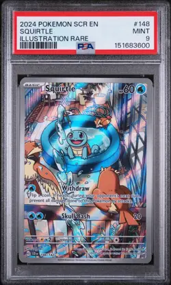 2024 Pokemon TCG Squirtle #148/142 Stellar Crown Illustration Rare PSA 9 - Image 1