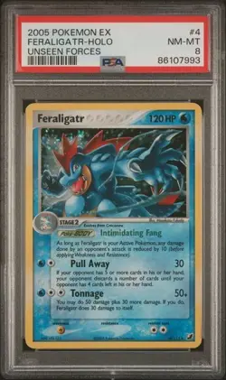 2005 POKEMON EX UNSEEN FORCES #4 FERALIGATR-HOLO PSA 8 - Image 1