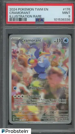 2024 Pokemon TWM EN Illustration Rare #176 Cramorant PSA 9 MINT - Image 1