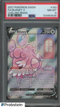 2021 Pokemon SWSH Chilling Reign #183 Blissey V FA PSA 8 NM-MT - Image 1