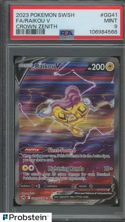 2023 Pokemon SWSH Crown Zenith #GG41 Raikou V PSA 9 MINT - Image 1