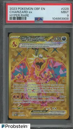 2023 Pokemon OBF EN Hyper Rare #228 Charizard Ex PSA 9 MINT - Image 1