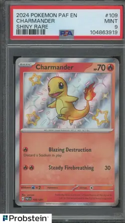 2024 Pokemon PAF EN #109 Charmander HOLO Shiny RARE PSA 9 MINT - Image 1