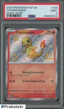 2024 Pokemon PAF EN #109 Charmander HOLO Shiny RARE PSA 9 MINT - Image 1