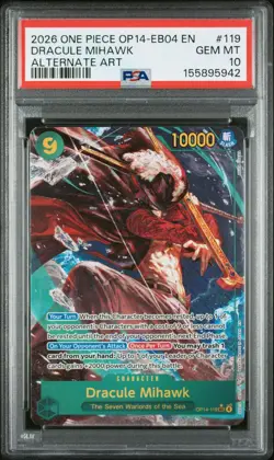 PSA 10 2026 ONE PIECE OP14 EB04 THE AZURE SEA'S SEVEN 119 DRACULE MIHAWK ALT ART - Image 1
